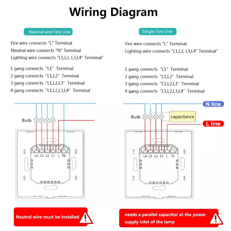 WiFi Smart EU Touch Glass Switch Panel 1-4 Gang(RSH-SP001-004-EU )